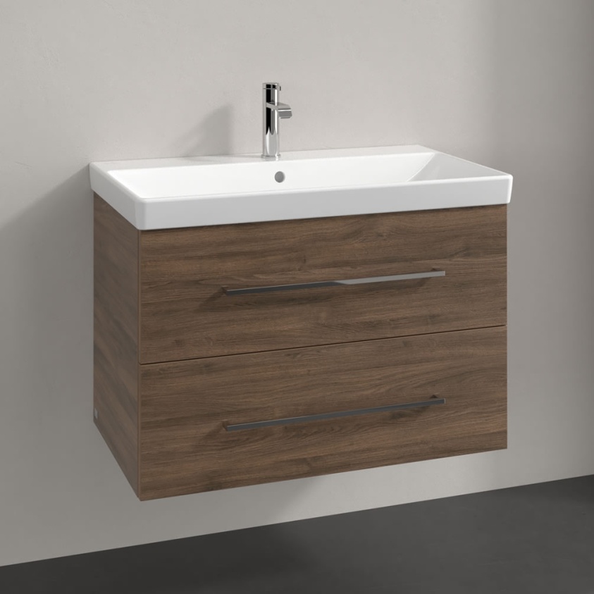 Lifestyle image of Villeroy & Boch Avento Arizona Oak 800mm Wall-Hung Basin Vanity Unit